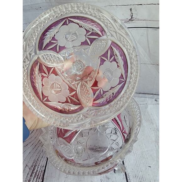 Anne Hutte Bleikristall Lead Crystal Cranberry Candy Dish Made n Germany - Picture 7 of 15